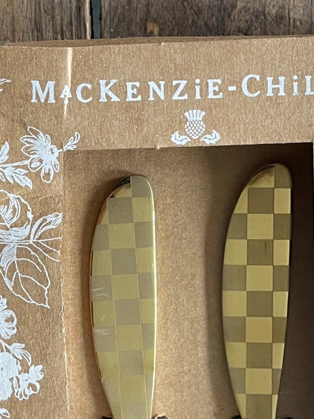 MacKenzie-Childs Rosy Check BUNDLE! Bistro Spreaders Set + Cocktail Napkins - Picture 4 of 16